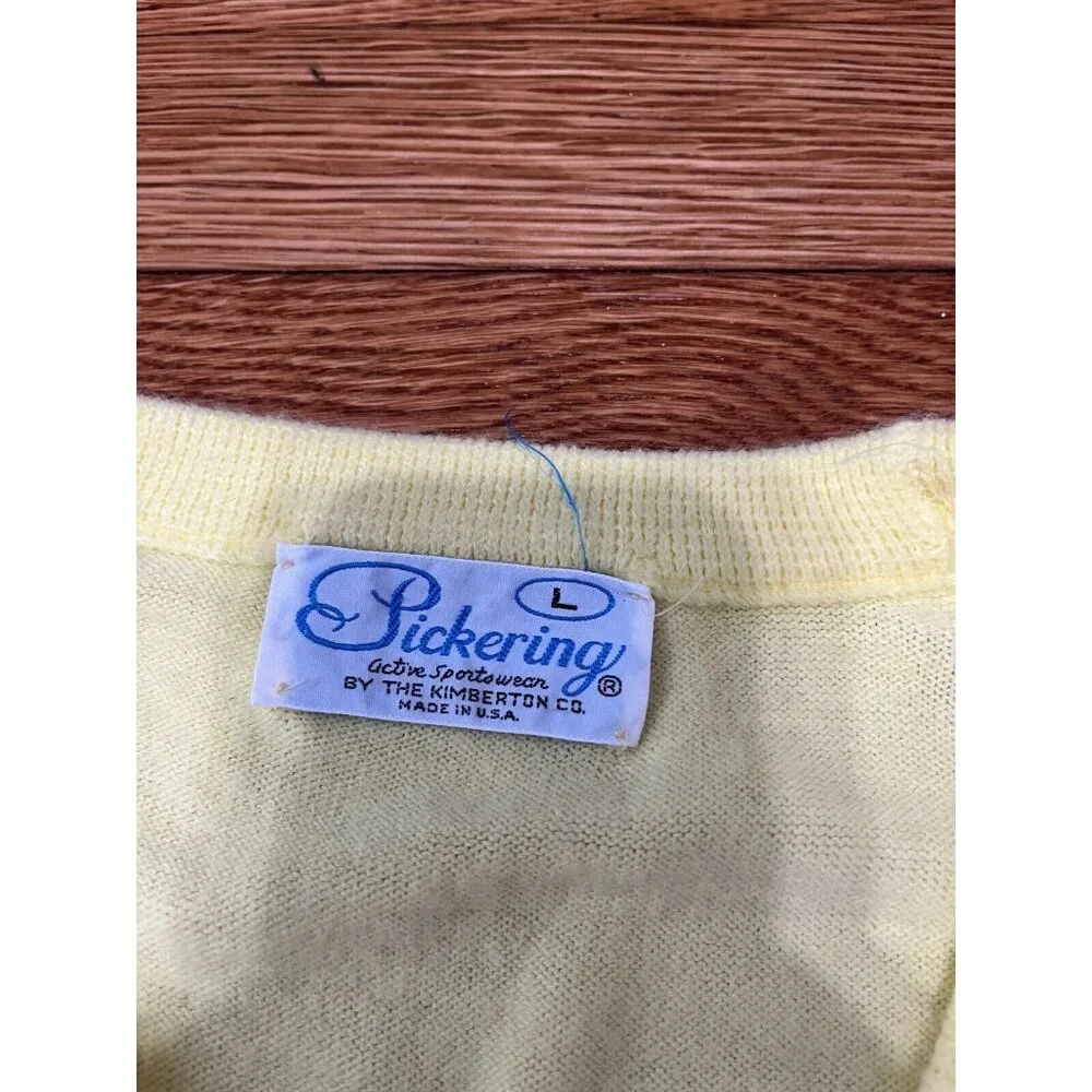 Vintage Pickering Mens Sweater Sz Large Sports Illustrated Acrylic Yellow Golf